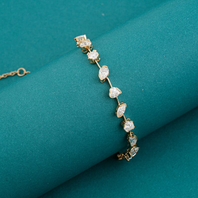 Clarte Stella Nova Collection Moissanite 3.60 ctw Bracelet in 14K Yellow Gold Over Sterling Silver (7.00-10.0In)