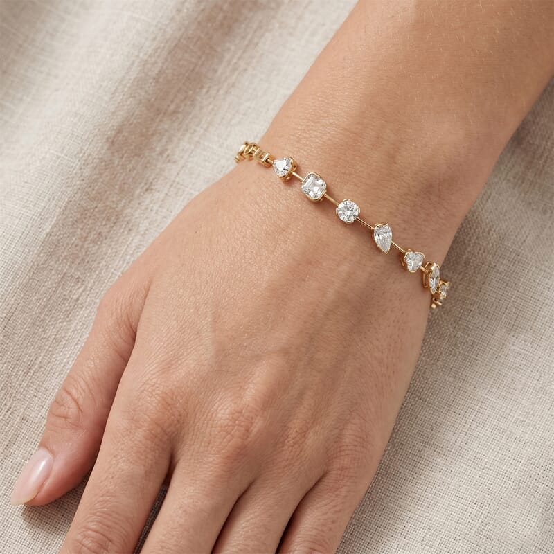 Clarte Stella Nova Collection Moissanite 3.60 ctw Bracelet in 14K Yellow Gold Over Sterling Silver (7.00-10.0In)