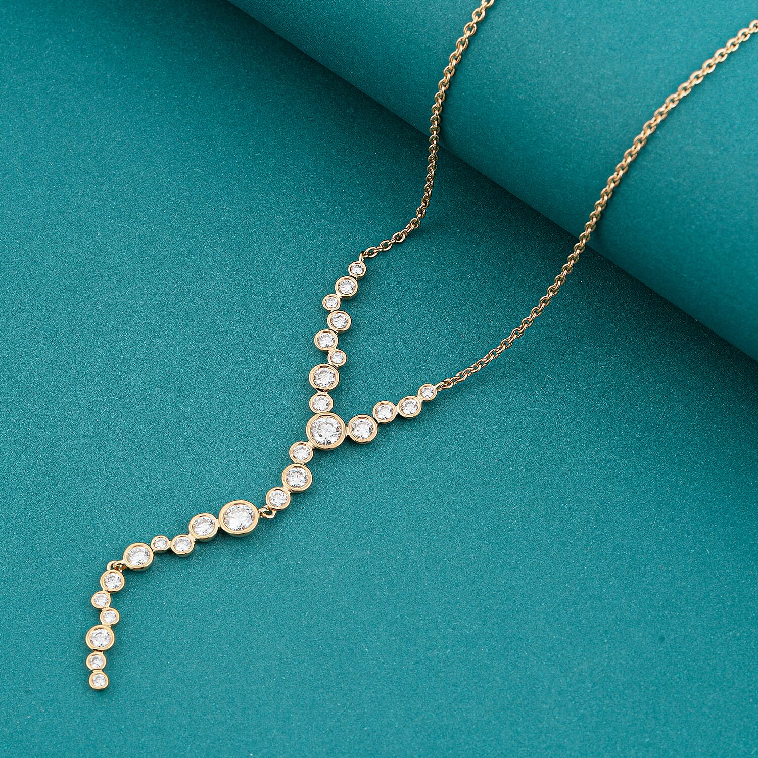 Clarte Galaxy Collection Moissanite 2.35 ctw Necklace in 14K Yellow Gold Over Sterling Silver 22 Inches