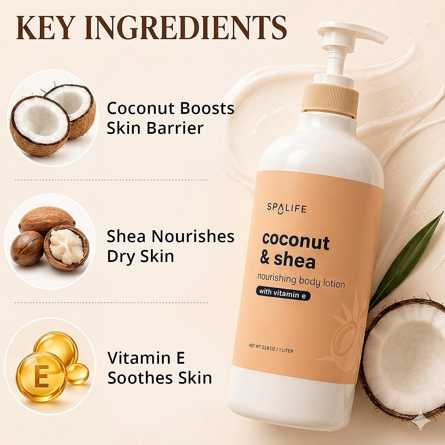 SpaLife Beauty Coconut & Shea Nourishing Body Wash with Vitamin E