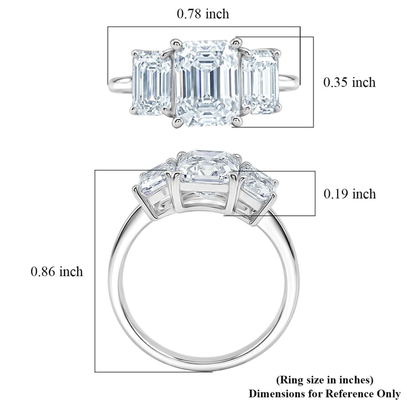 Moissanite 3.00 ctw Ring in Sterling Silver (Size 9.0)