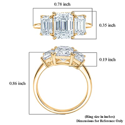 Moissanite 3.00 ctw Ring in 14K YG Over Sterling Silver (Size 6.0)