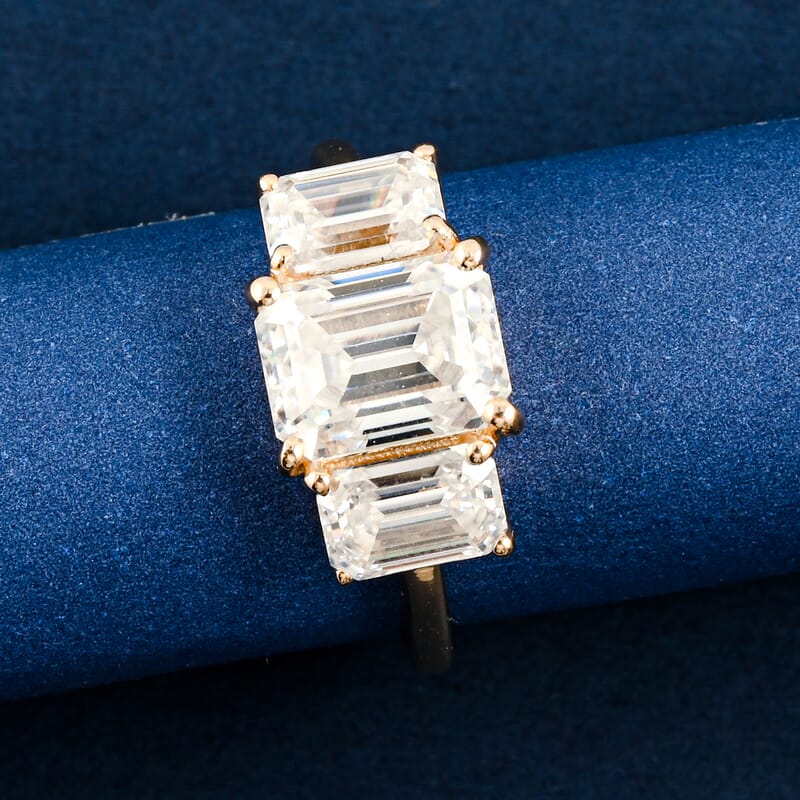 Moissanite 3.00 ctw Ring in 14K YG Over Sterling Silver (Size 7.0)
