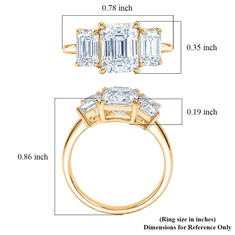Moissanite 3.00 ctw Ring in 14K YG Over Sterling Silver (Size 7.0)
