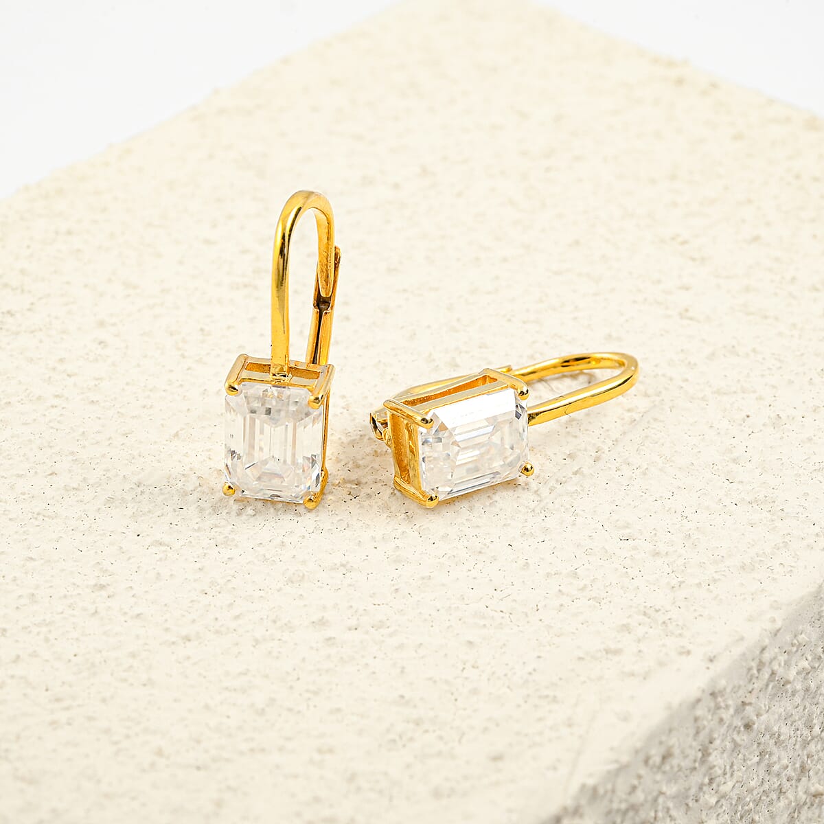 Moissanite 4.00 ctw Drop Earrings in 14K YG Over Sterling Silver image number 1