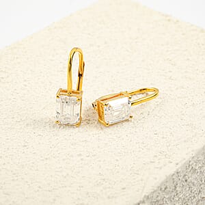 Moissanite 4.00 ctw Drop Earrings in 14K YG Over Sterling Silver