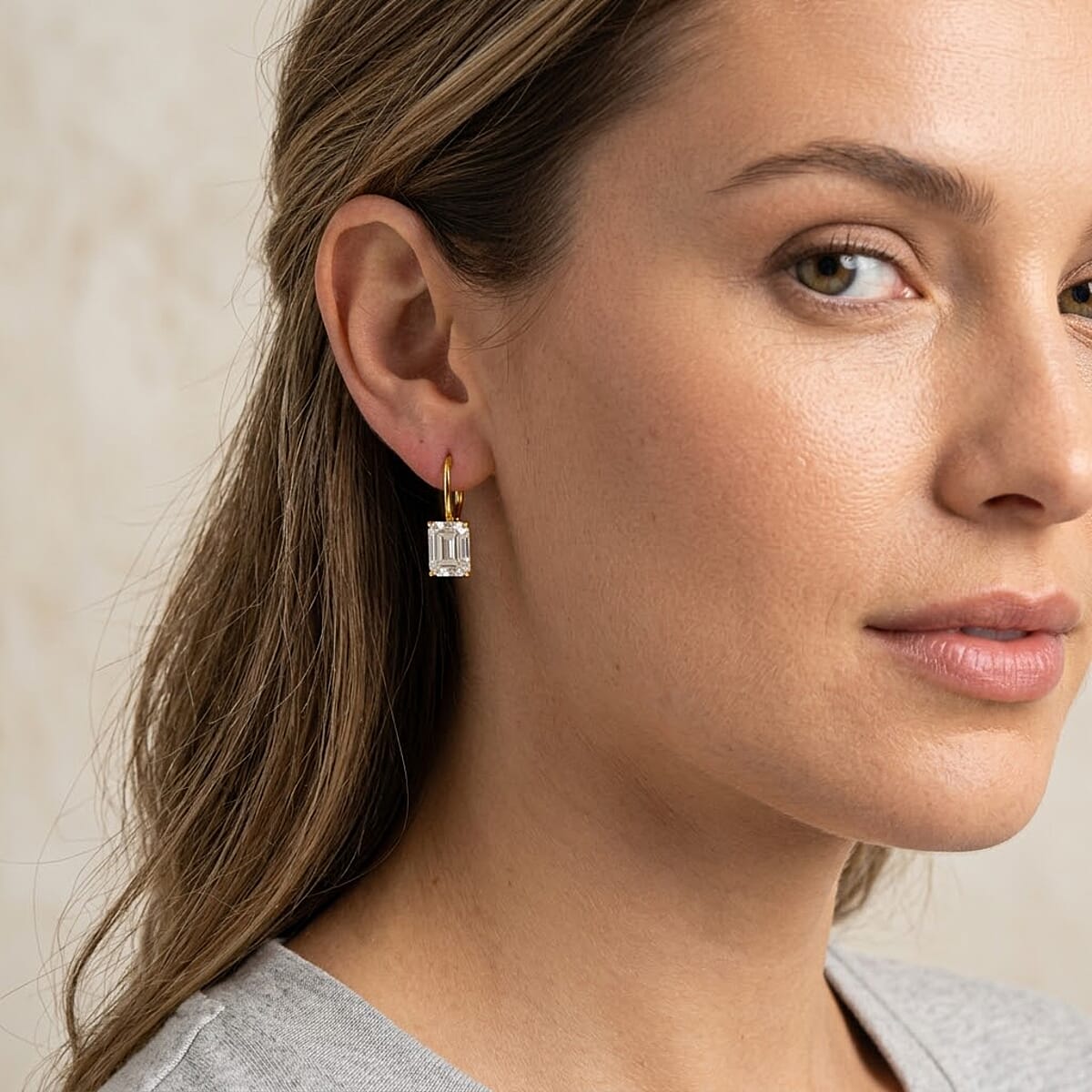 Moissanite 4.00 ctw Drop Earrings in 14K YG Over Sterling Silver image number 2