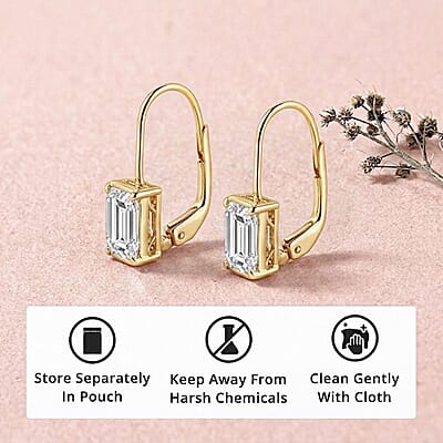Moissanite 4.00 ctw Drop Earrings in 14K YG Over Sterling Silver