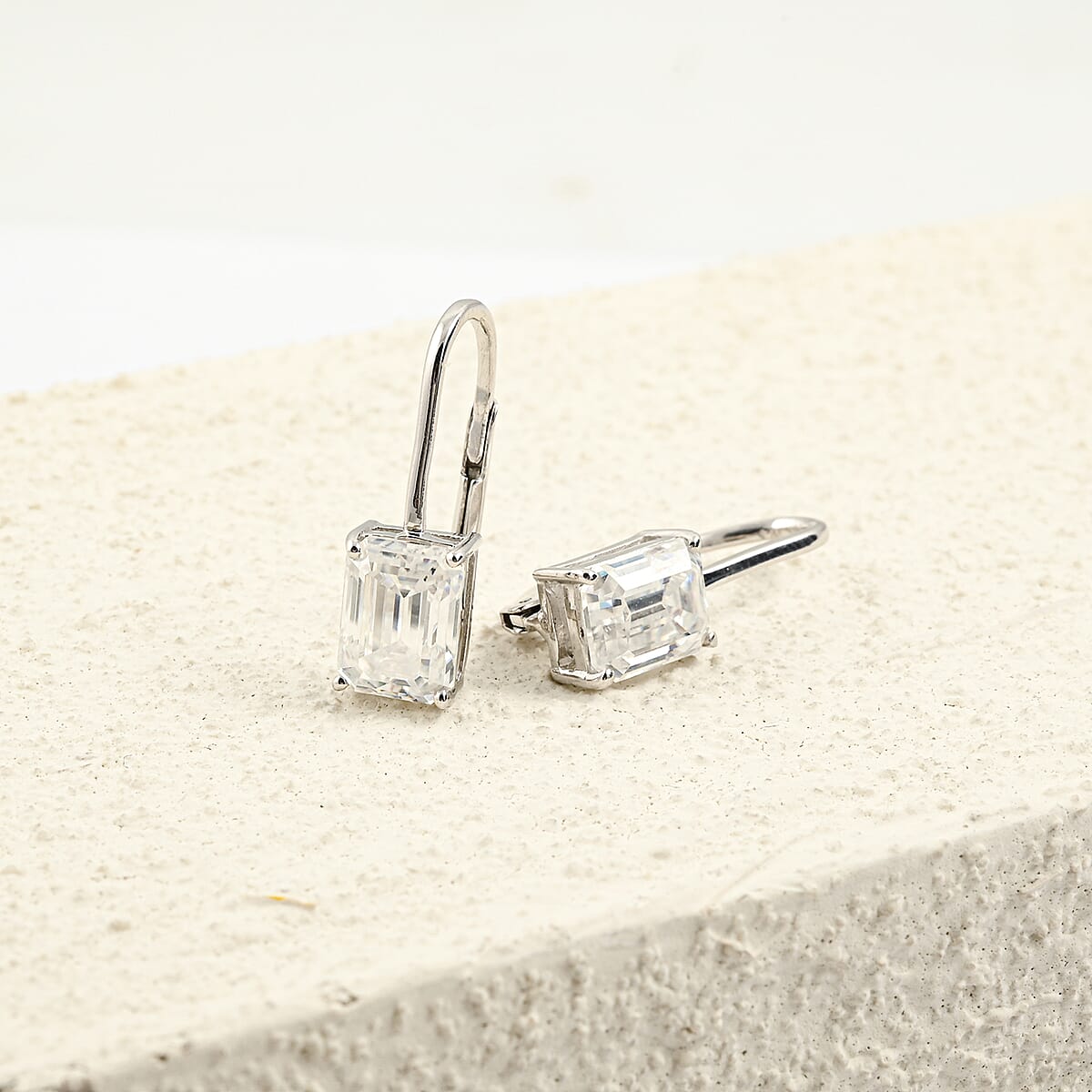 Moissanite 4.00 ctw Drop Earrings in Sterling Silver image number 1