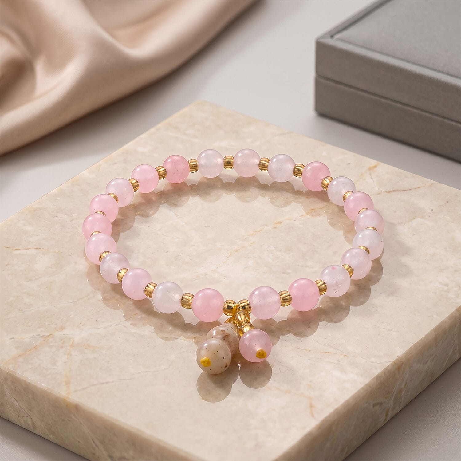 Script Stone 40.00 ctw Beaded Stretch Bracelet (6-6.5In)
