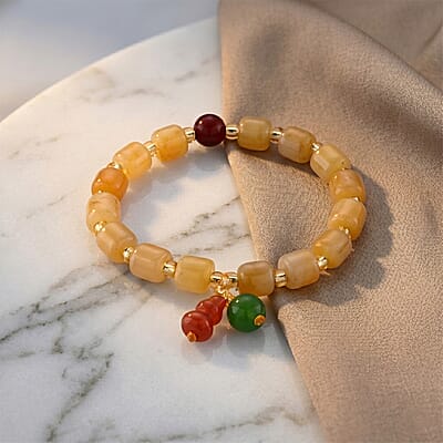 Script Stone 90.00 ctw Beaded Stretch Bracelet