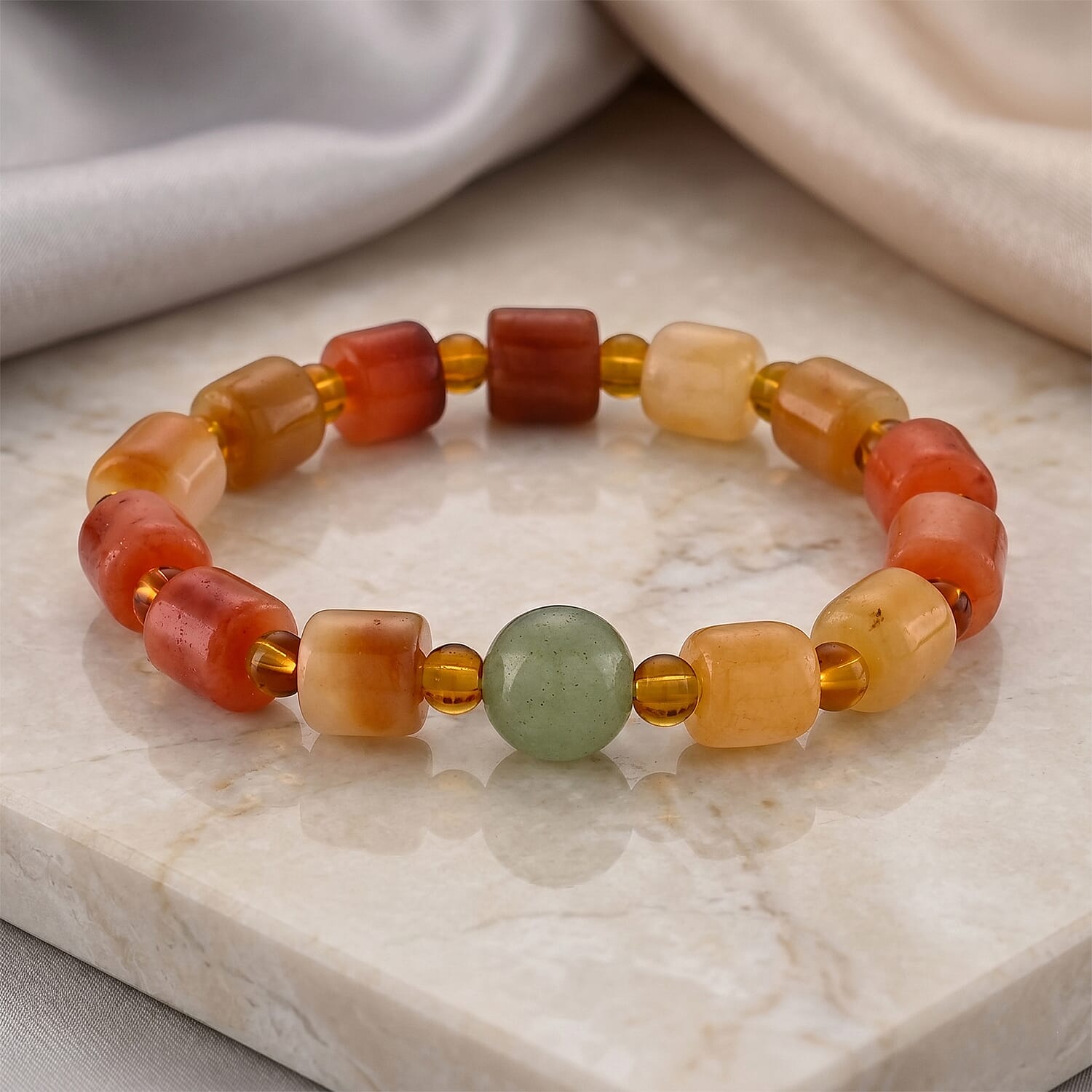 Script Stone 60.00 ctw Beaded Stretch Bracelet (6-6.5In)