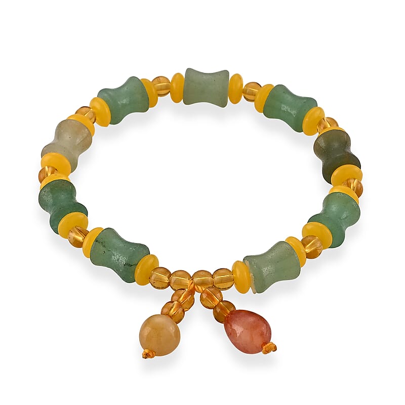 Script Stone 50.00 ctw Beaded Stretch Bracelet (6-6.5In)