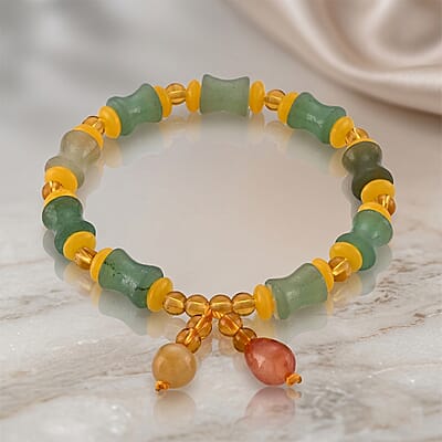 Script Stone 50.00 ctw Beaded Stretch Bracelet (6-6.5In)
