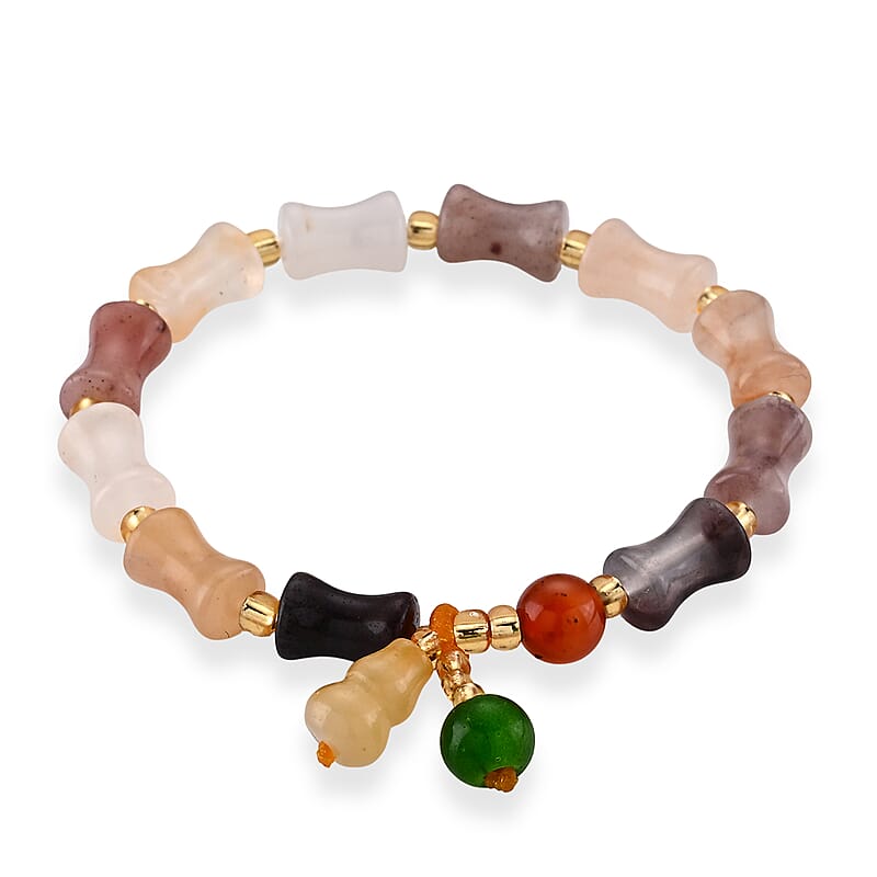 Script Stone 65.00 ctw Beaded Stretch Bracelet (6-6.5In)