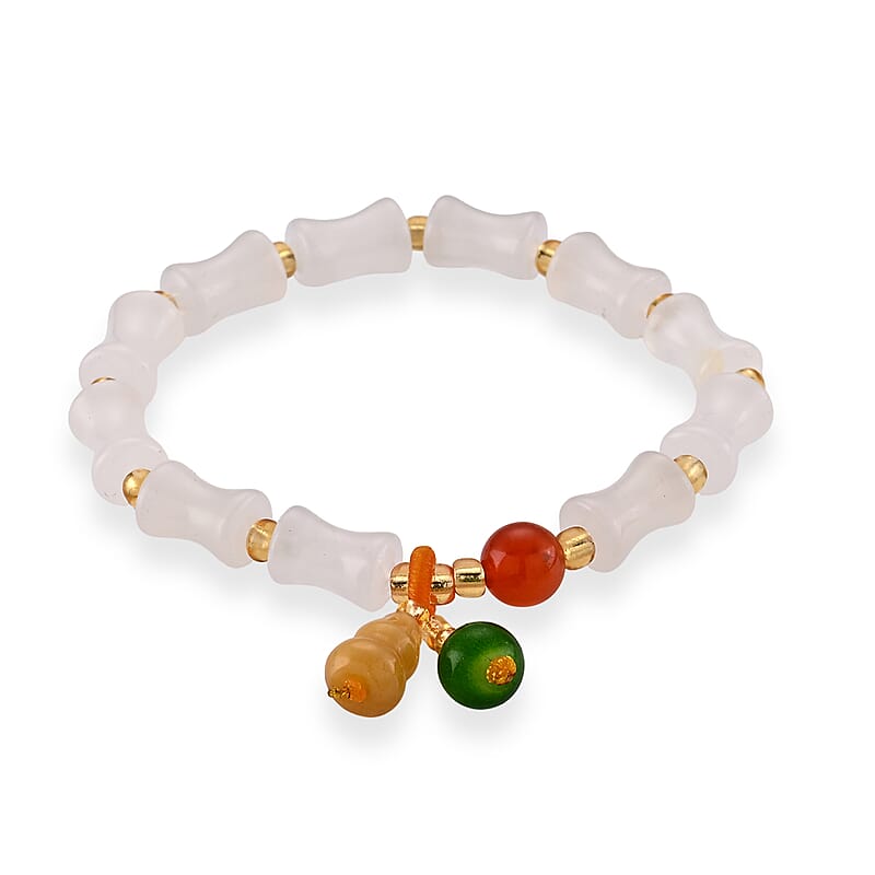 Script Stone 60.00 ctw Beaded Stretch Bracelet