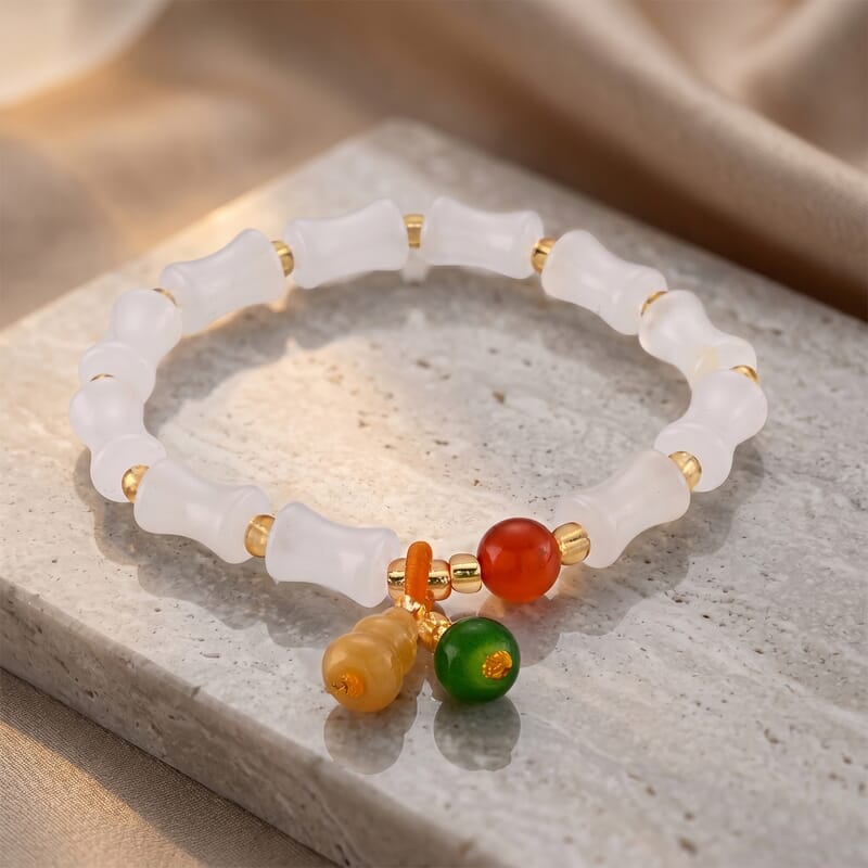 Script Stone 60.00 ctw Beaded Stretch Bracelet