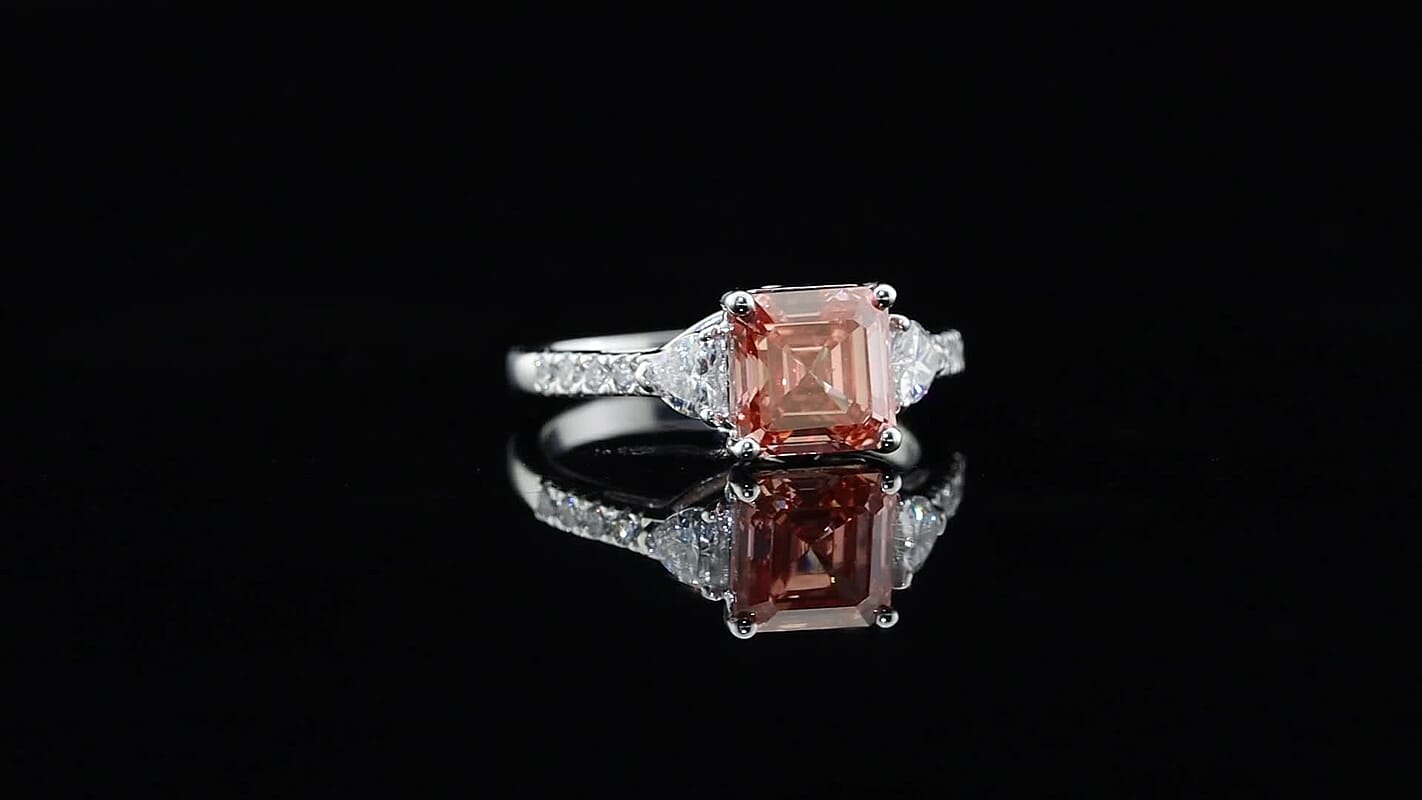 SGL Certified Luxuriant 10K White Gold VS Lab Grown Pink Diamond , Lab Grown Diamond EF, VS Main Stone With Side Stone Ring , Gold Wt. 2.5 g 6.66 ctw (Size 10.0) 6.66 ctw