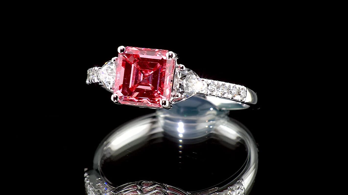 SGL Certified Luxuriant 10K White Gold VS Lab Grown Pink Diamond , Lab Grown Diamond EF, VS Main Stone With Side Stone Ring , Gold Wt. 2.5 g 6.66 ctw (Size 10.0) 6.66 ctw