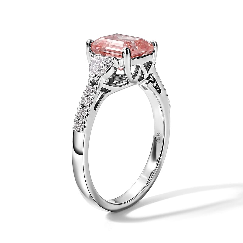 SGL Certified Luxuriant Asscher Cut Lab Grown Pink Diamond and Lab Grown Diamond VS 2.50 ctw Ring in 10K White Gold (Size 8.0)