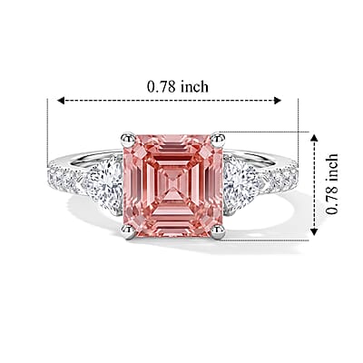 SGL Certified Luxuriant Asscher Cut Lab Grown Pink Diamond and Lab Grown Diamond VS 2.50 ctw Ring in 10K White Gold (Size 8.0)