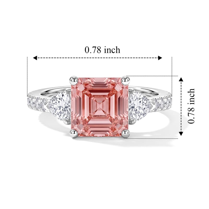 SGL Certified Luxuriant Asscher Cut Lab Grown Pink Diamond and Lab Grown Diamond VS 2.50 ctw Ring in 10K White Gold (Size 8.0)