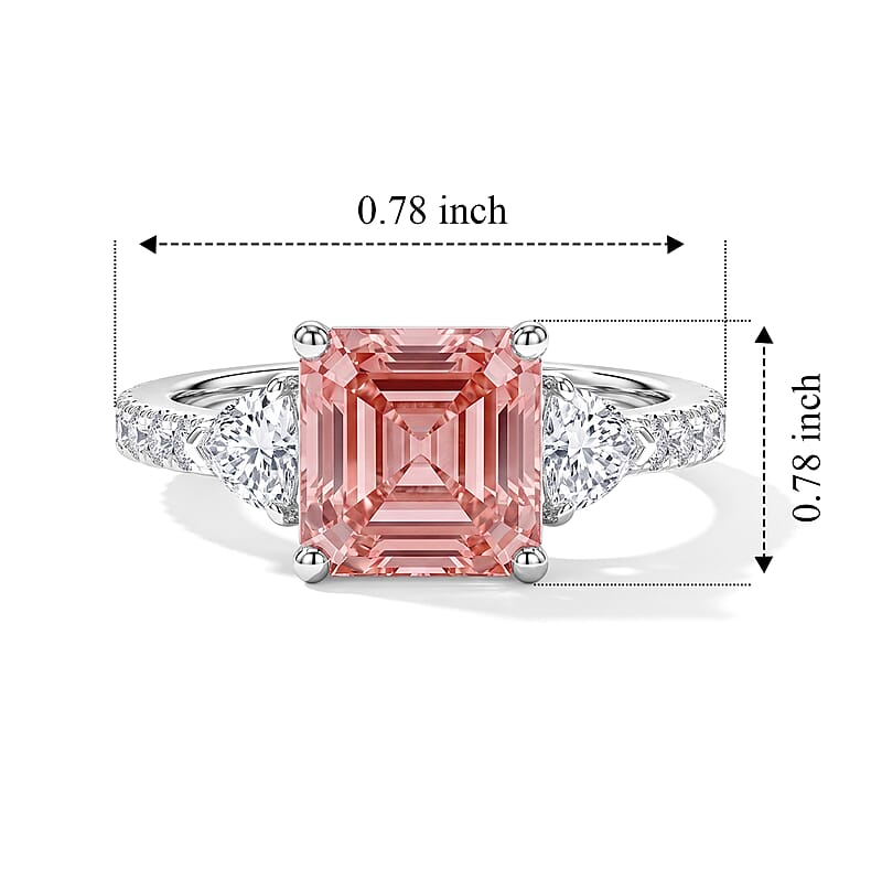 SGL Certified Luxuriant Asscher Cut Lab Grown Pink Diamond and Lab Grown Diamond VS 2.50 ctw Ring in 10K White Gold (Size 8.0)