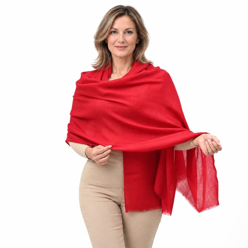 La Marey Signature Red Solid Cashmere Scarf