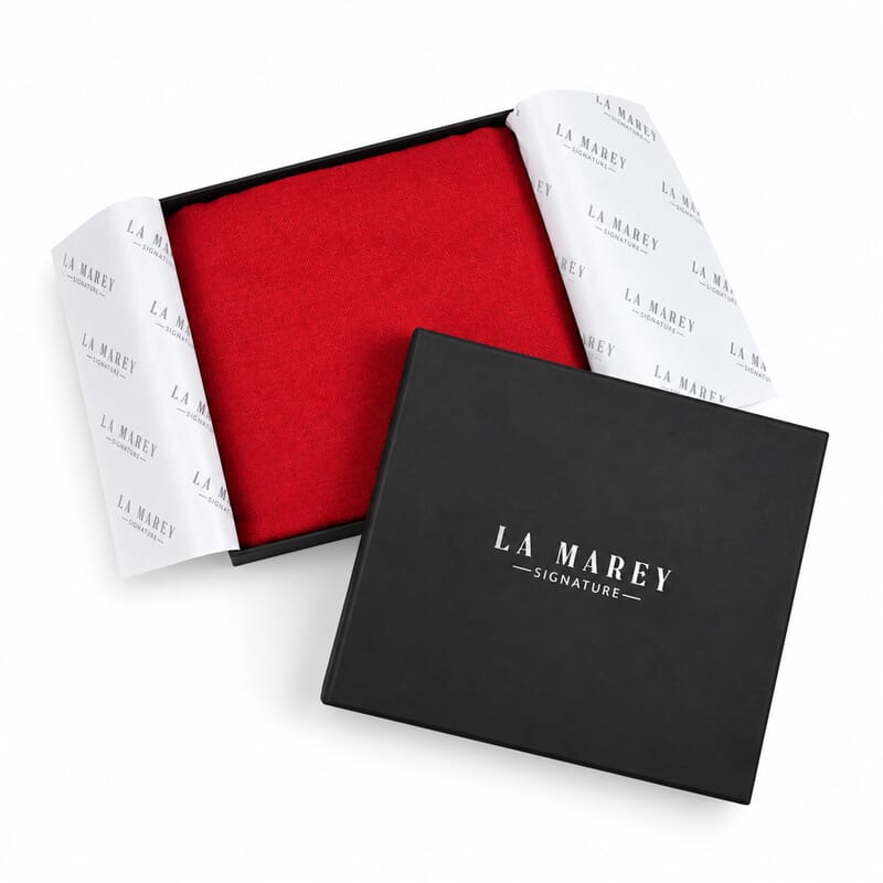 La Marey Signature Red Solid Cashmere Scarf