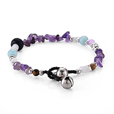 African Amethyst 10.00 ctw Bracelet in Silvertone (7.00 In)