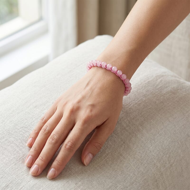 Galilea Rose Quartz Beaded Cord Bracelet (6-8In) 40.00 ctw