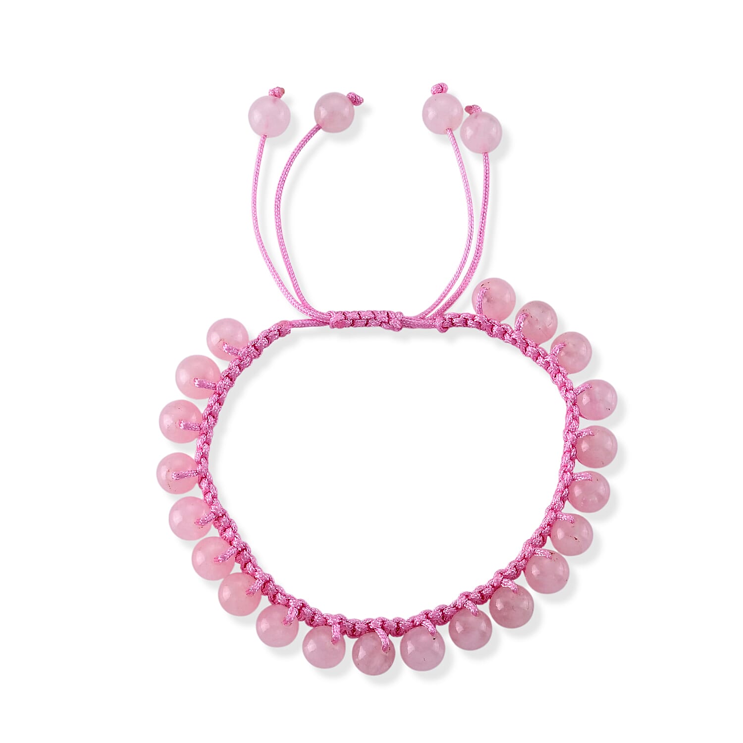 Galilea Rose Quartz Beaded Cord Bracelet (6-8In) 40.00 ctw