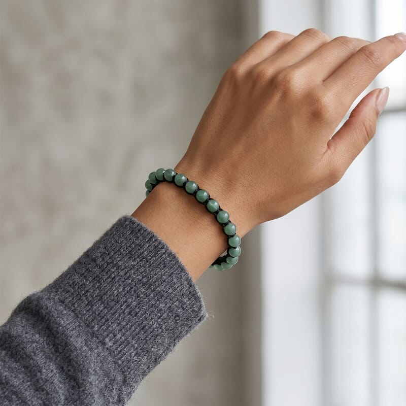 Green Aventurine Beaded Cord Bracelet (6-8In) 40.00 ctw