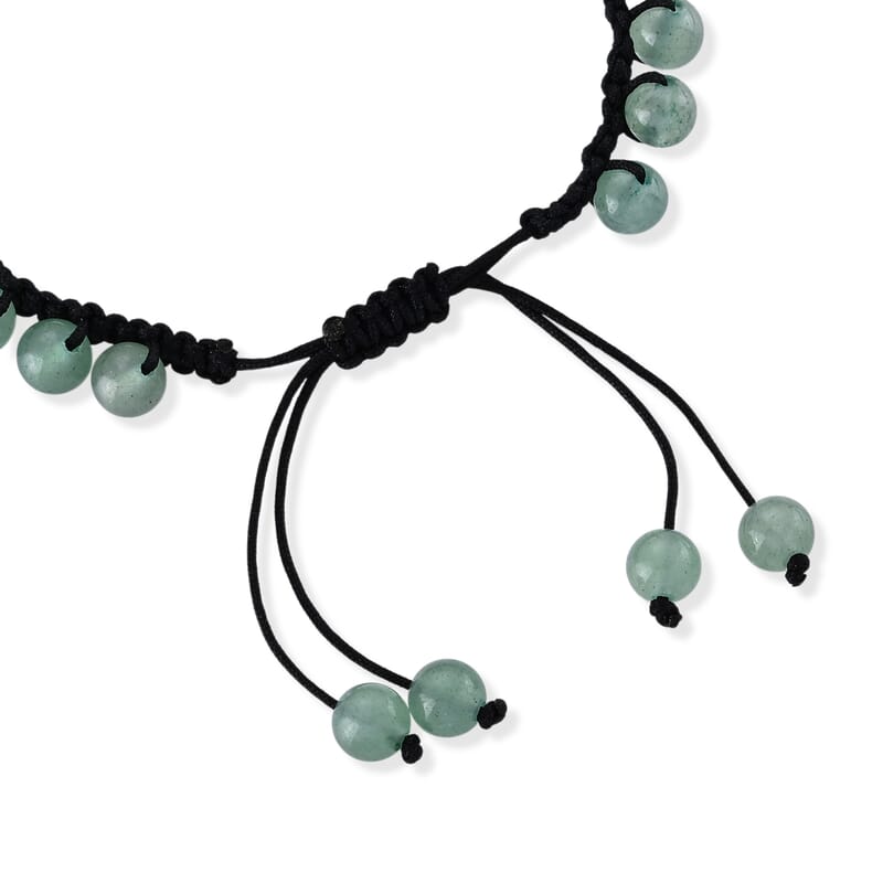 Green Aventurine Beaded Cord Bracelet (6-8In) 40.00 ctw