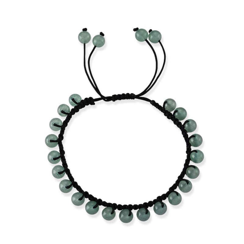 Green Aventurine Beaded Cord Bracelet (6-8In) 40.00 ctw