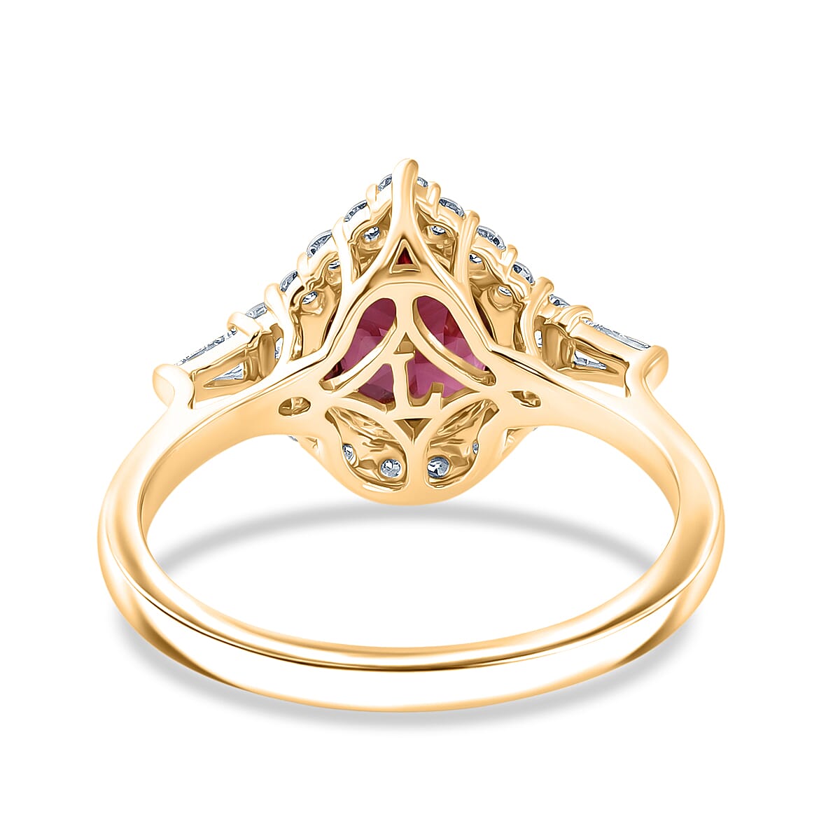 Certified and Appraised AAA Usambara Color Change Garnet and Luxuriant Lab Grown Diamond G-H SI 2.37 ctw Ring in 10K Yellow Gold (Size 5.0)