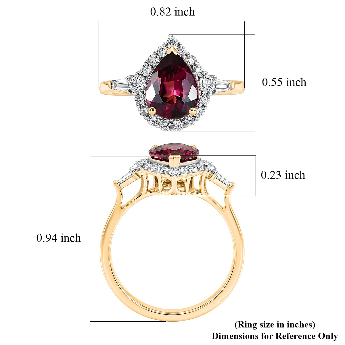 Certified and Appraised AAA Usambara Color Change Garnet and Luxuriant Lab Grown Diamond G-H SI 2.37 ctw Ring in 10K Yellow Gold (Size 5.0)