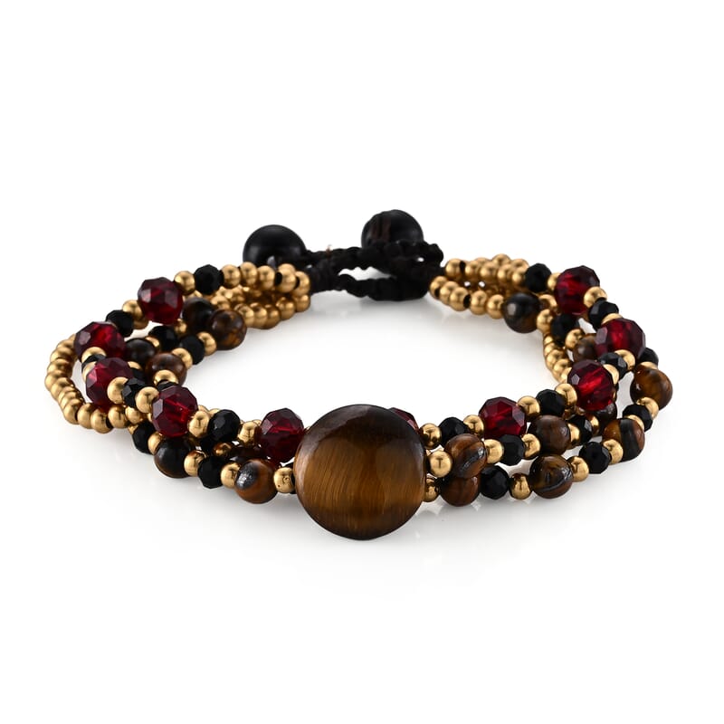 Tigers Eye 25.00 ctw Bracelet in Goldtone (7.00 In)