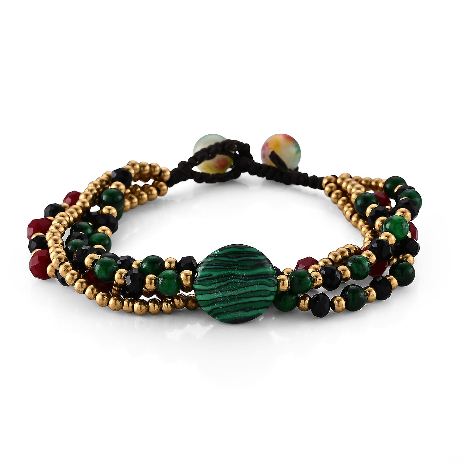 Green Agate 36.00 ctw Bracelet in Goldtone (7.00 In)