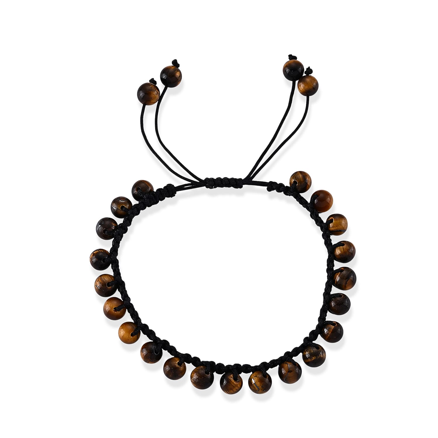 Yellow Tigers Eye Beaded Cord Bracelet (6-8In) 40.00 ctw