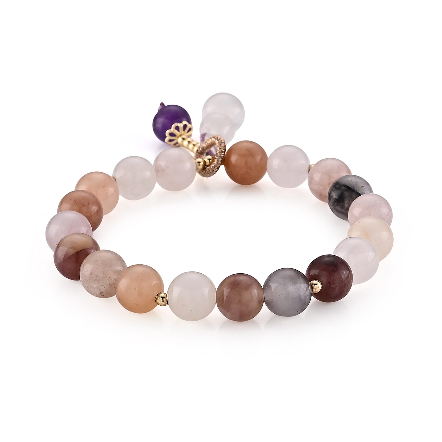 Multi Gemstone 90.00 ctw Beaded Bracelet in Goldtone (6-6.5In)