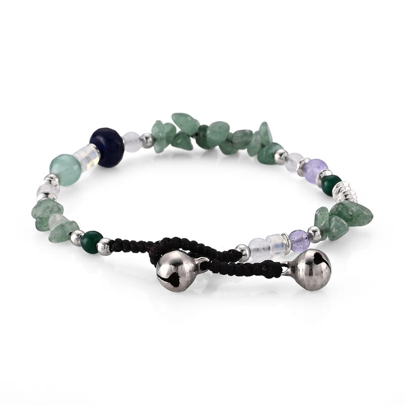 Green Aventurine 10.00 ctw Bracelet in Silvertone (7.50 In)