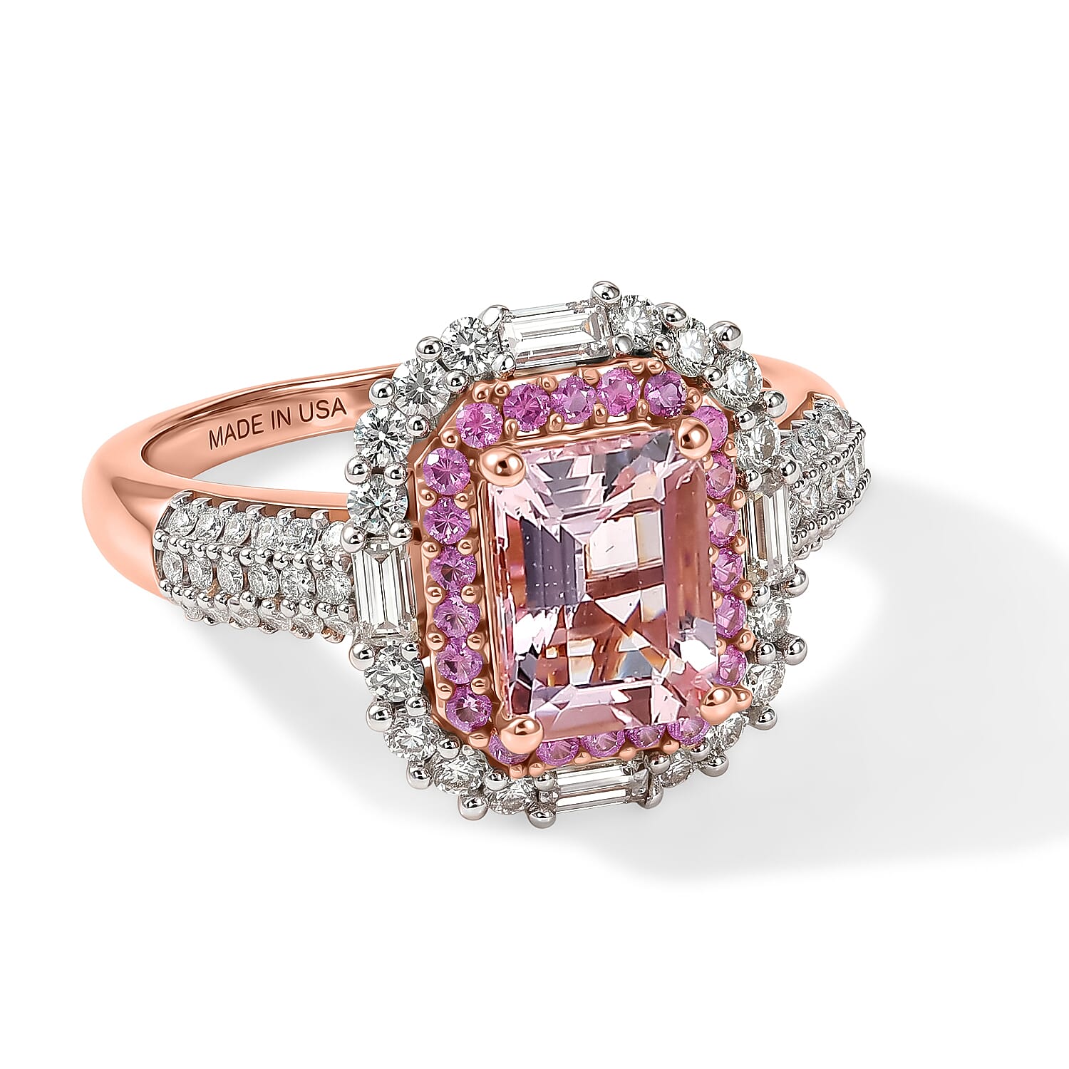 D'Joy Premium Pink Morganite and Multi Gemstone 2.50 ctw Mist Royale Ring in 18K Vermeil RG Over Sterling Silver (Size 6.0)