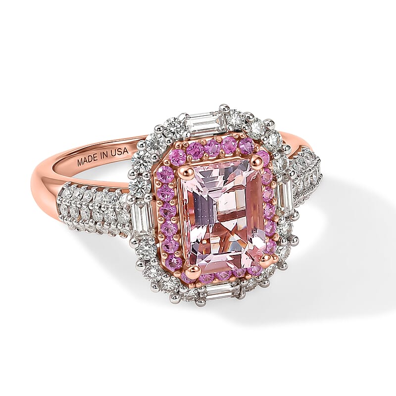 D'Joy Premium Pink Morganite and Multi Gemstone 2.50 ctw Mist Royale Ring in 18K Vermeil RG Over Sterling Silver (Size 6.0)