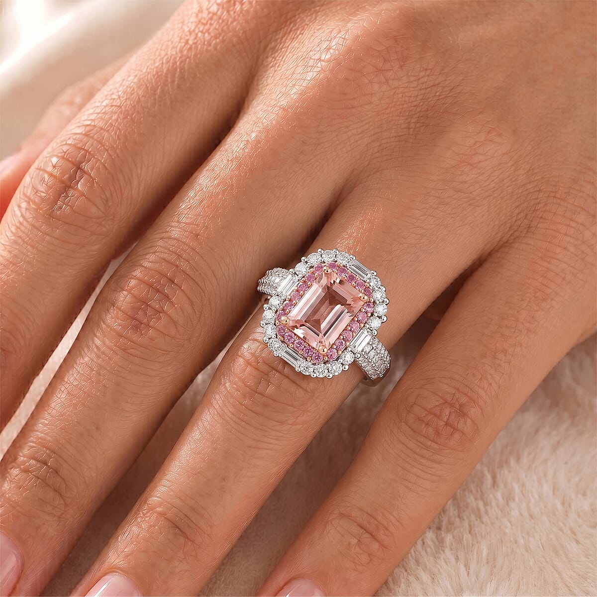 D'Joy Premium Pink Morganite and Multi Gemstone 2.50 ctw Mist Royale Ring in 18K Vermeil RG Over Sterling Silver (Size 6.0) image number 1