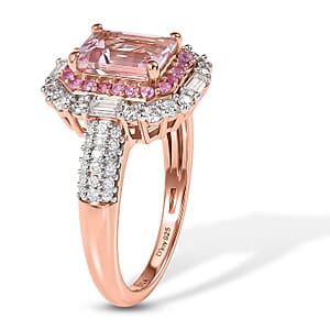 D'Joy Premium Pink Morganite and Multi Gemstone 2.50 ctw Mist Royale Ring in 18K Vermeil RG Over Sterling Silver (Size 6.0)