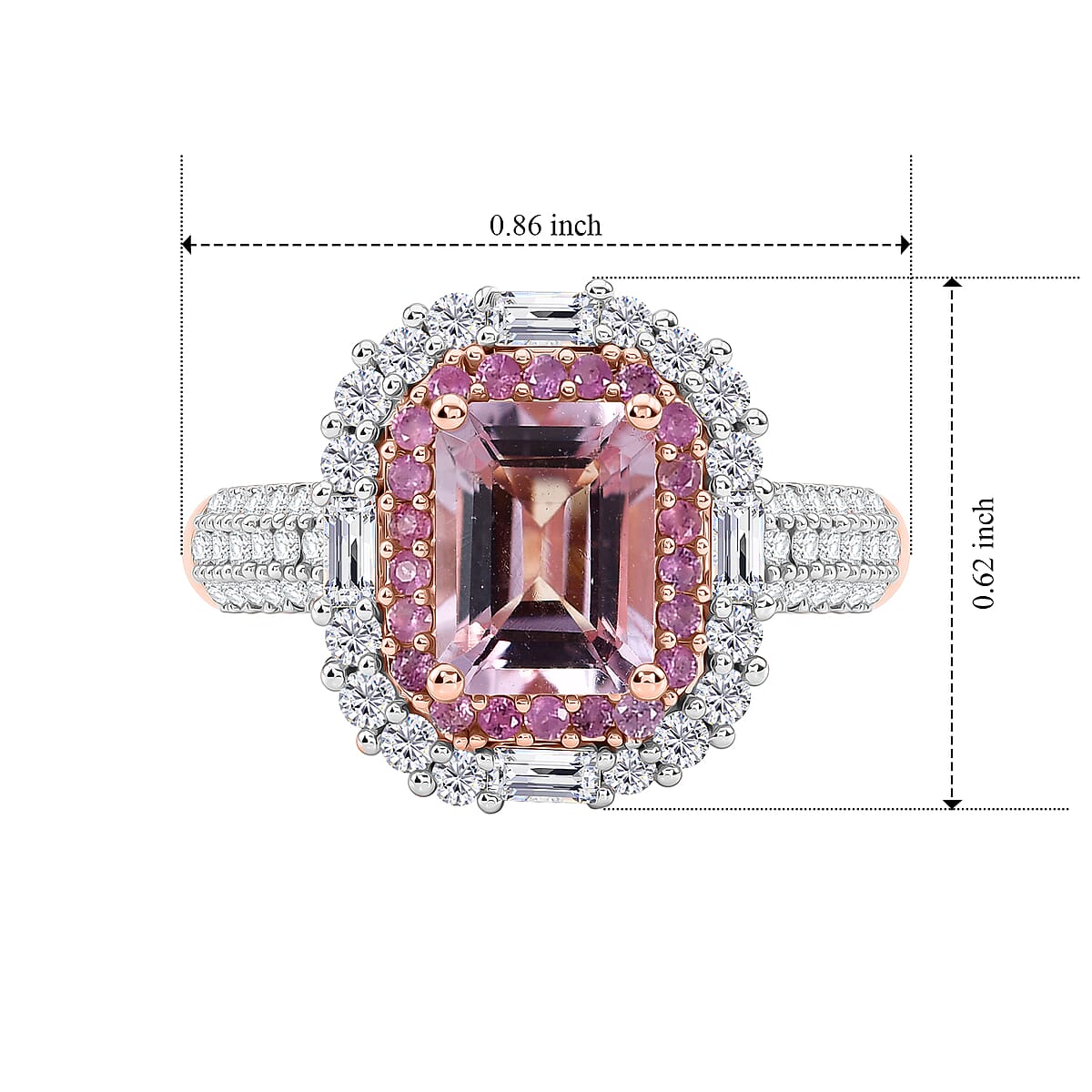 D'Joy Premium Pink Morganite and Multi Gemstone 2.50 ctw Mist Royale Ring in 18K Vermeil RG Over Sterling Silver (Size 6.0) image number 5