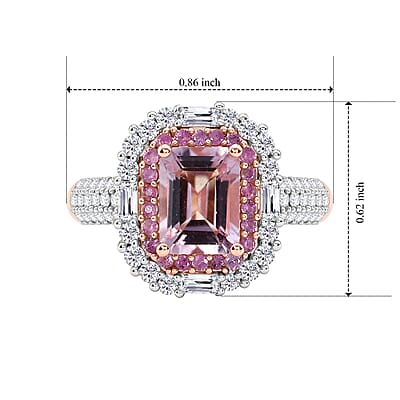 D'Joy Premium Pink Morganite and Multi Gemstone 2.50 ctw Mist Royale Ring in 18K Vermeil RG Over Sterling Silver (Size 6.0)
