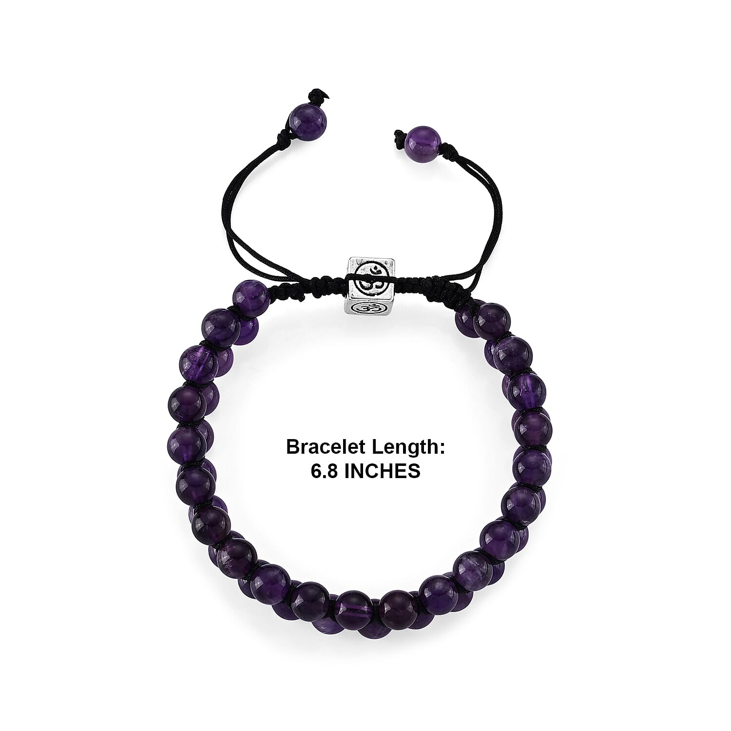 Amethyst 75.00 ctw Beaded Adjustable Bracelet in Silvertone (6-8In)