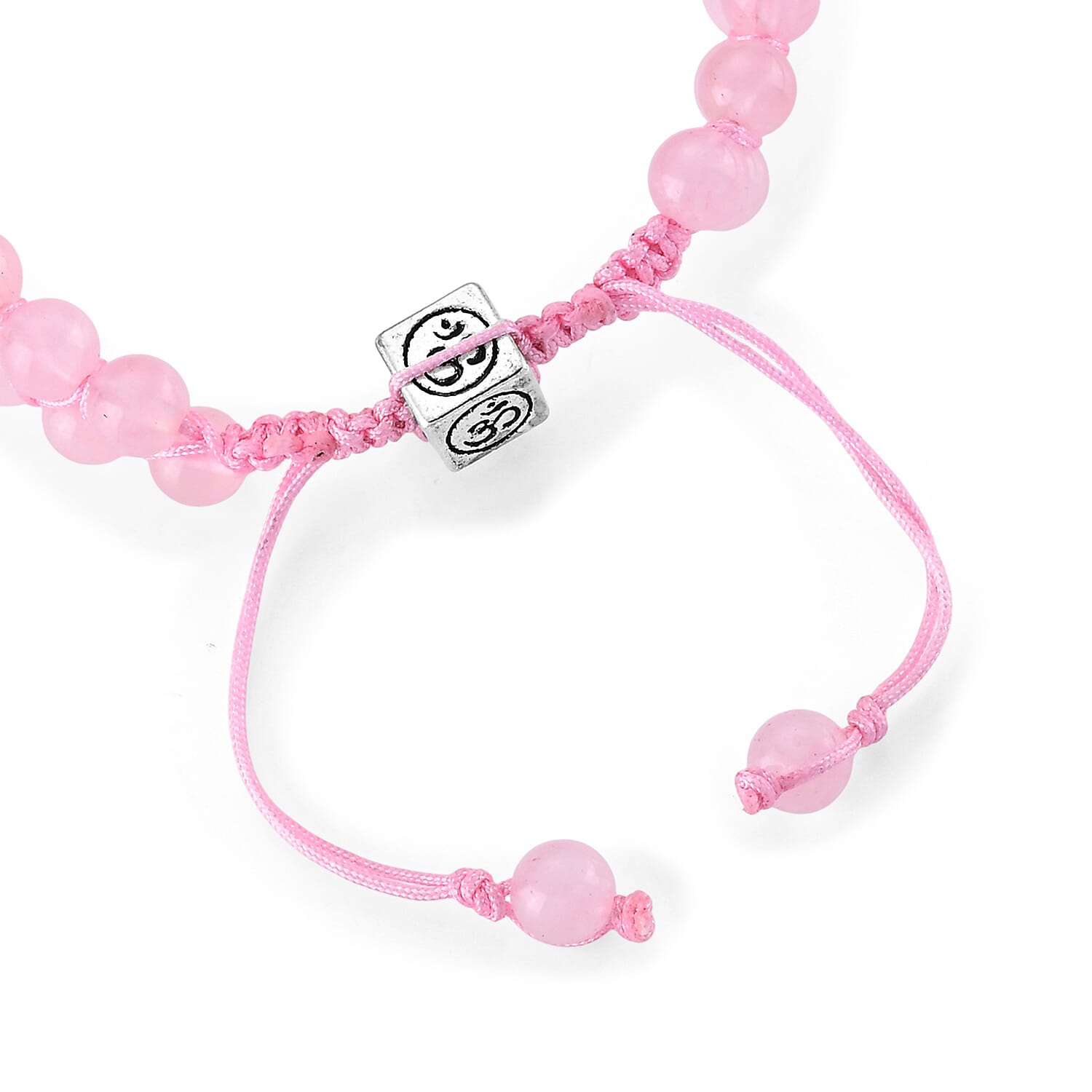Rose Quartz 75.00 ctw Beaded Adjustable Bracelet in Silvertone (6-8In)